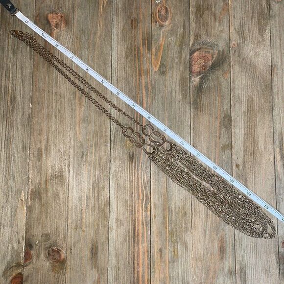 Long Gold Chunky Layered Necklace w/ Looped Infinity Chain - Picture 12 of 12